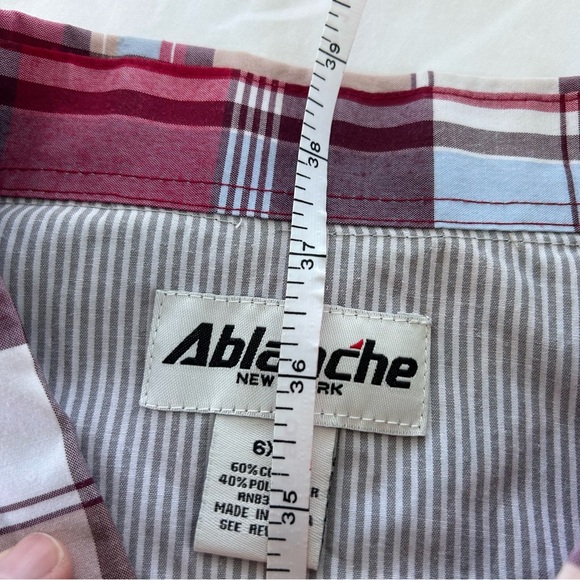 Ablanche Big & Tall 6XL Shirt Mens Button Up Retro Plaid Red Grey Short Sleeves - Picture 7 of 8